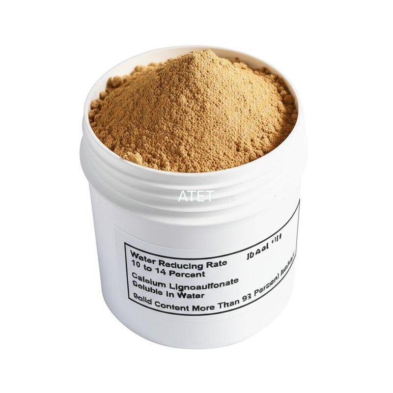 Taxa de redução de água 10 a 14 por cento Lignosulfonato de cálcio Solúvel em água Conteúdo sólido Mais de 93 por cento Aditivo ideal